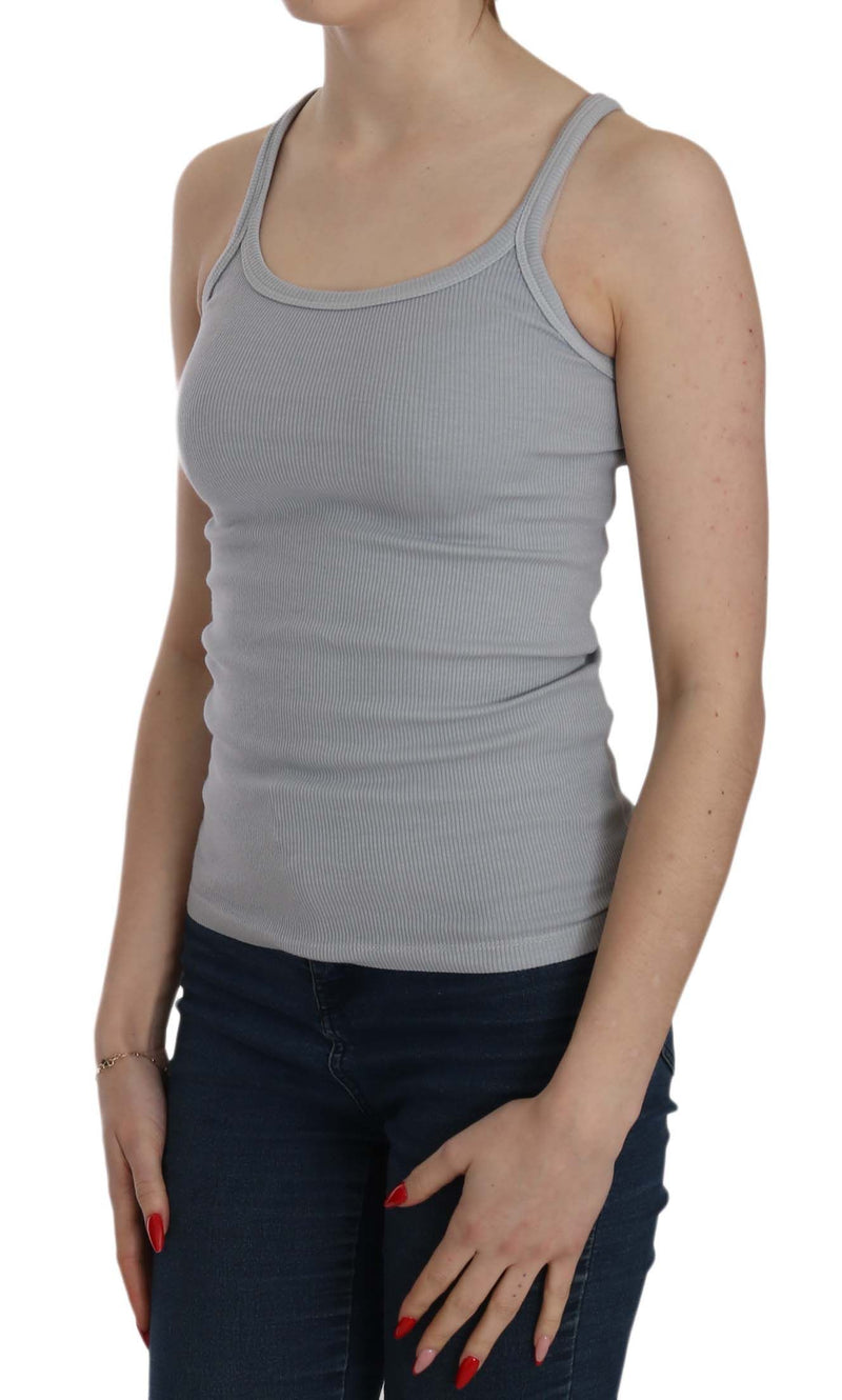 Elegante blusa sin mangas de algodón gris claro