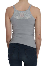 Elegante blusa sin mangas de algodón gris claro