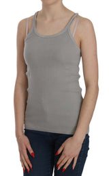 Elegante blusa sin mangas de algodón gris