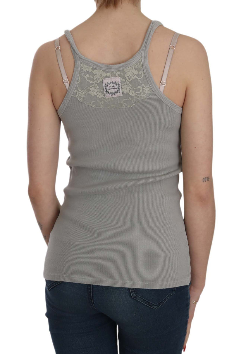 Elegante blusa sin mangas de algodón gris