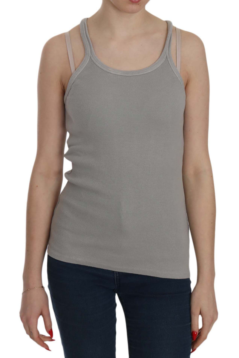 Elegante blusa sin mangas de algodón gris