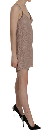 Beige a-line spaghetti strap mini vestido