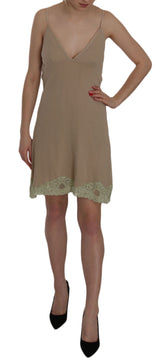 Elegant Beige en dentelle beige Spaghetti Strap Robe