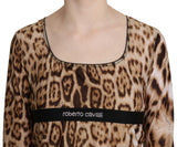 Elegante top de manga de leopardo