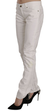 Chic White Skinny Pants Cotton Blend