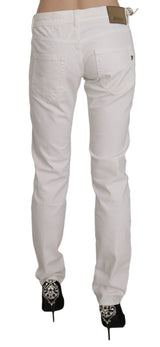 Chic White Skinny Pants Cotton Blend