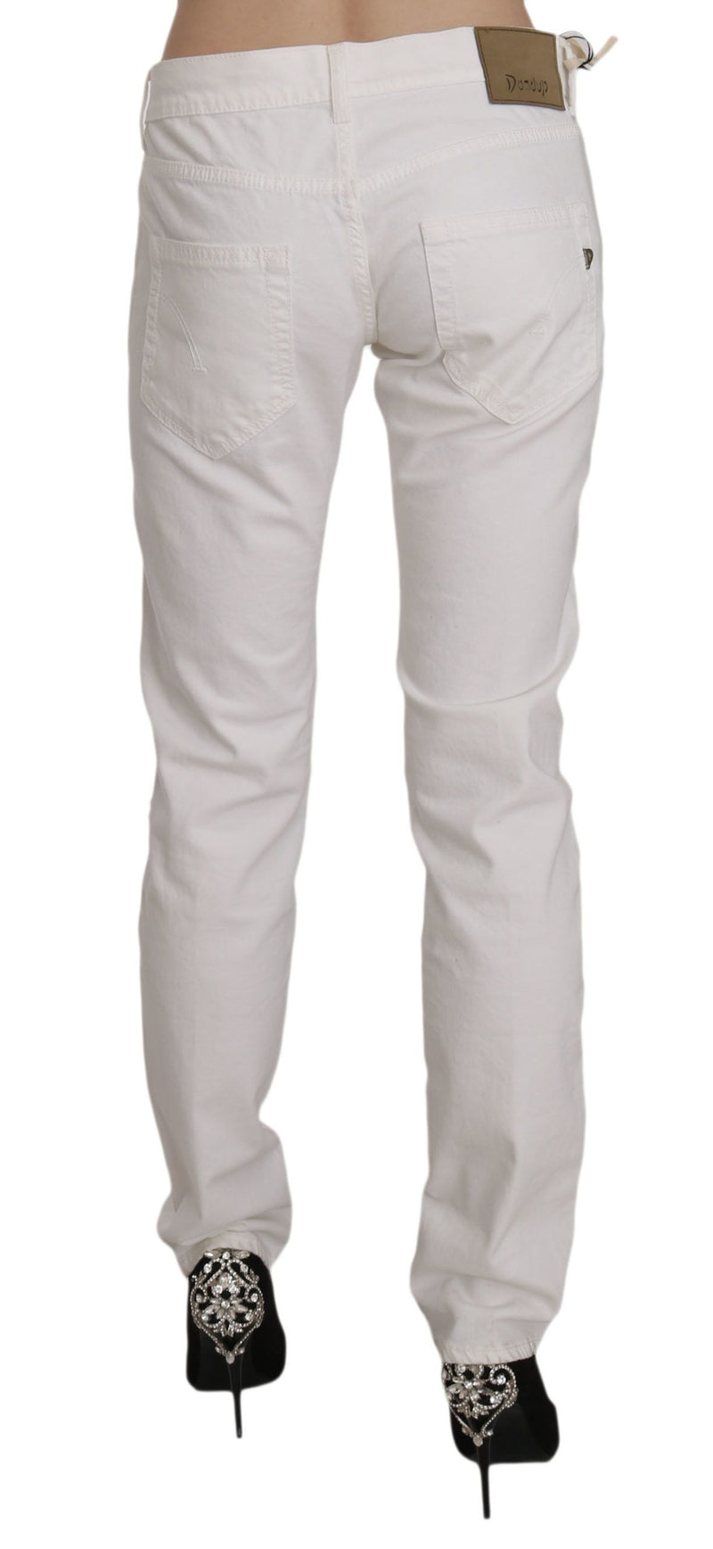 Chic White Skinny Baumwollmischhosen