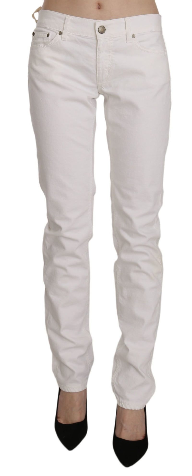 Chic White Skinny Pants Cotton Blend