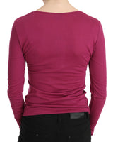 Top a manica lunghe elegante in cristallo rosa