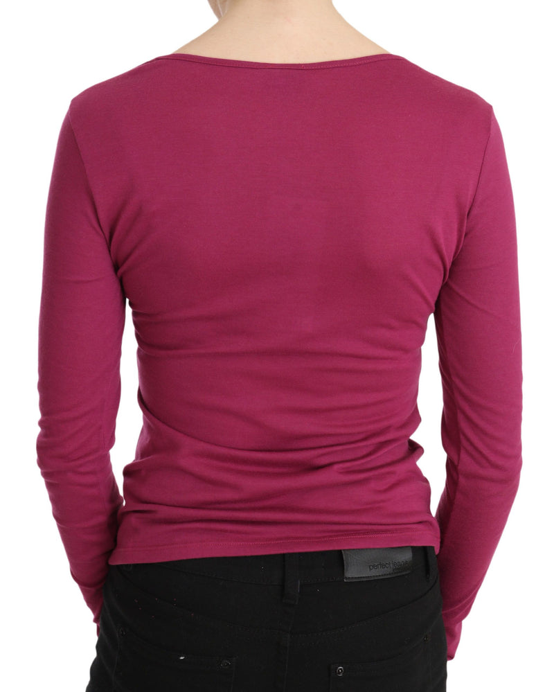 Top a manica lunghe elegante in cristallo rosa