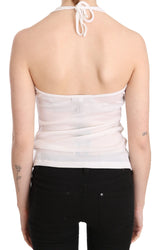 Elegante halter blanco Camiseta sin mangas