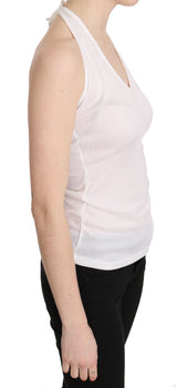 Elegante halter blanco Camiseta sin mangas