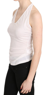 Elegante halter blanco Camiseta sin mangas