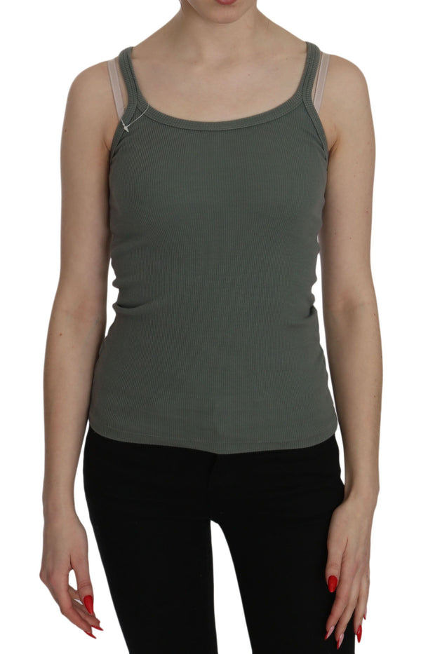 Chic Green Spaghetti Gurt Casual Tanktop Top