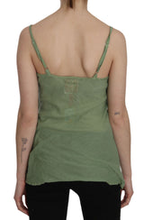 Emerald Seiden Spaghetti -Gurt -Tanktop -Top