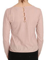 Chic Pink See-Through Cotton Blouse