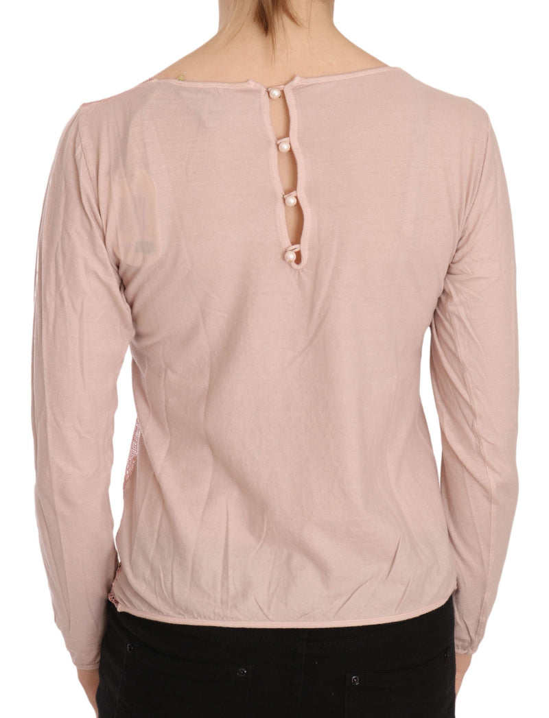 Blusa de algodón de transmisión rosa rosa