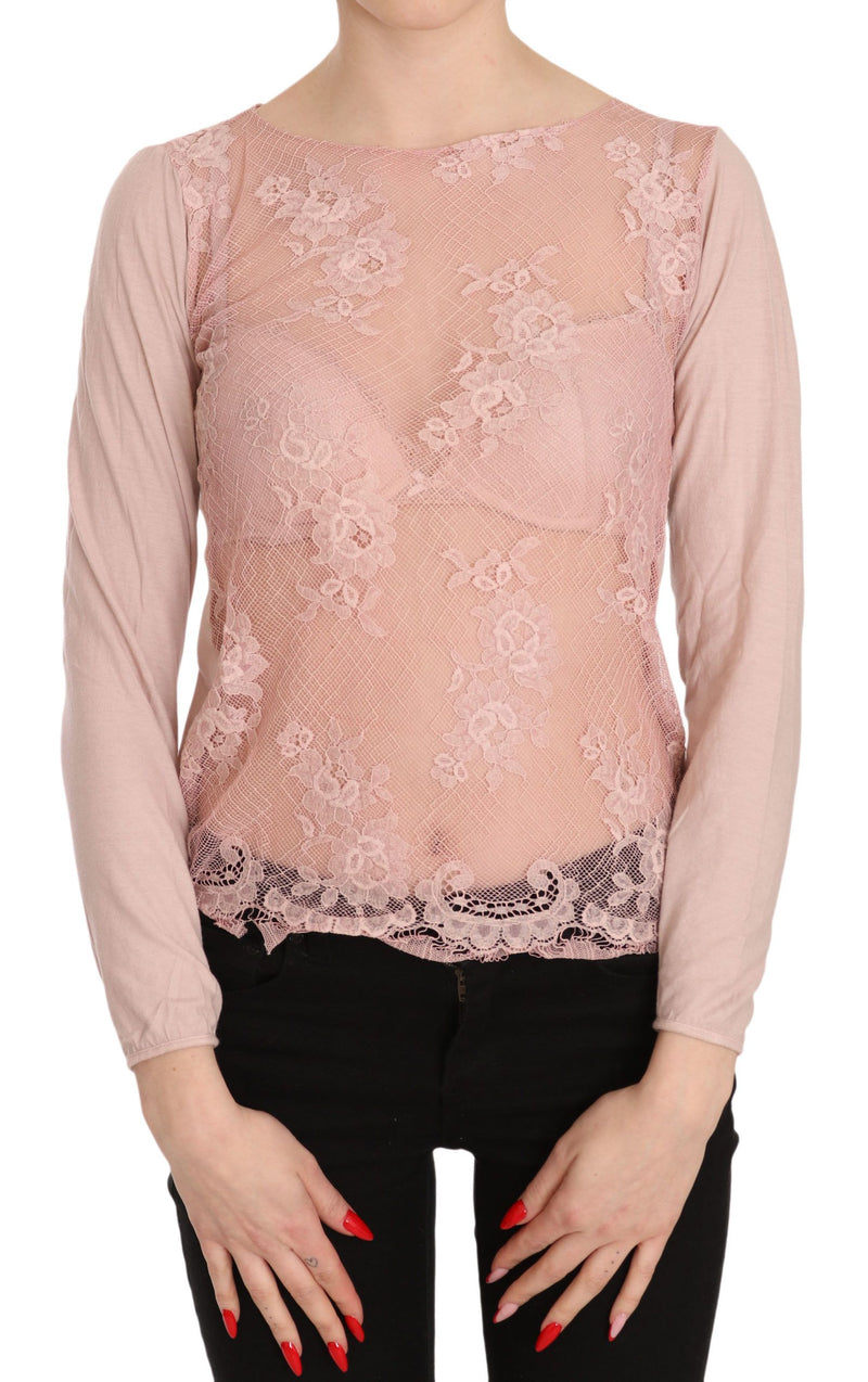 Chic Pink She-Through-Baumwollbluse