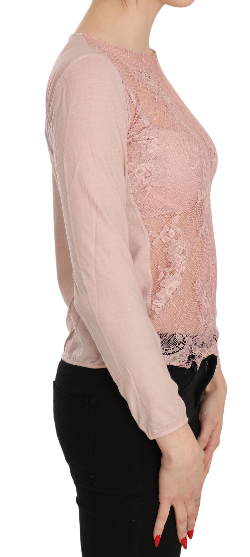 Blusa de algodón de transmisión rosa rosa