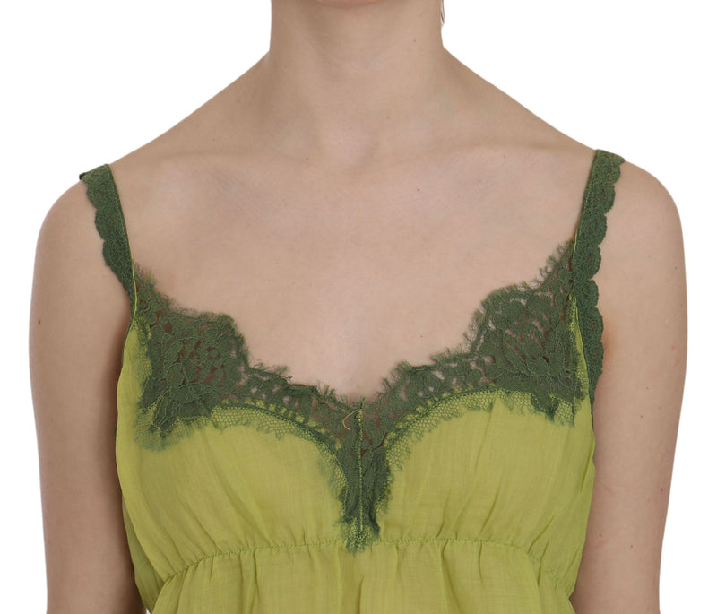 Elegantes grüne Spitzen -Leinen Tanktop