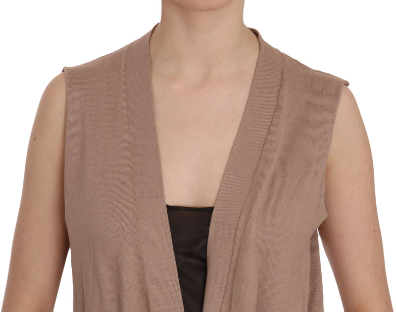 Viete de cardigan en coton sans manches - Brown élégant