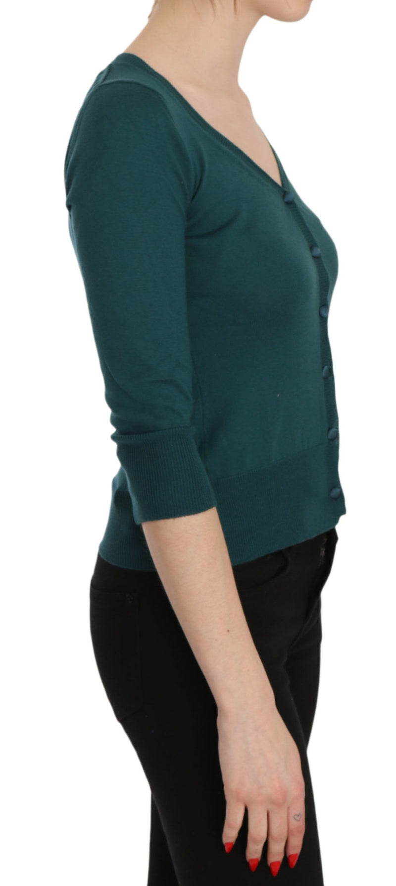 Top cardigan in cotone verde blu chic