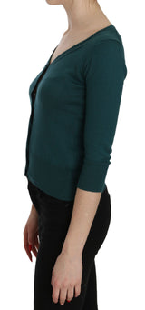 Top cardigan in cotone verde blu chic