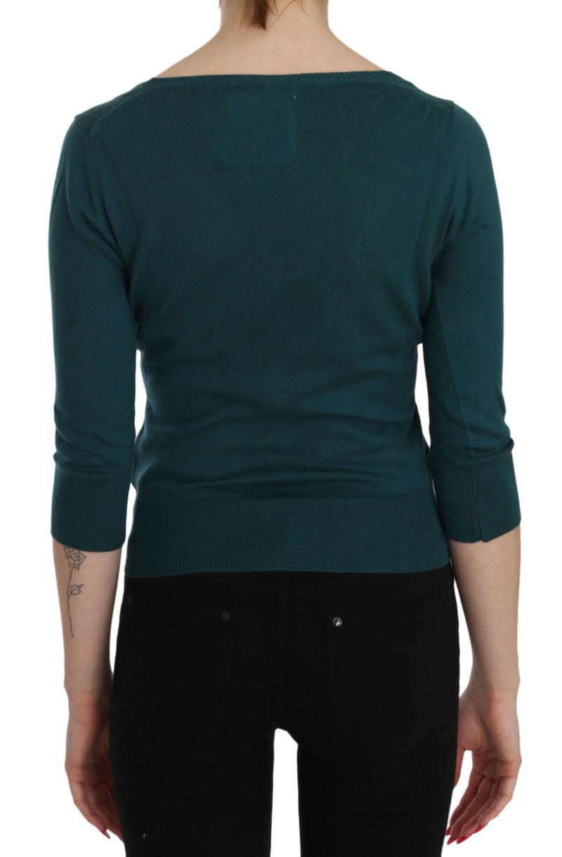 Top cardigan in cotone verde blu chic