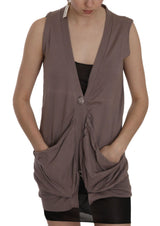 Top di cardigan in cotone senza maniche chic