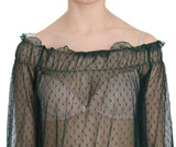 Elegant Green Mesh Long Sleeve Top