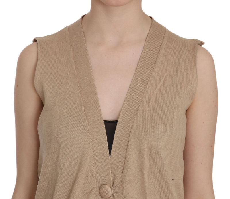 Elegante Top di cardigan in cotone senza maniche