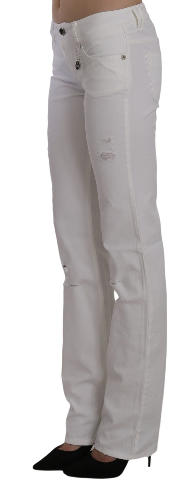 Jeans di cotone chic bianco slim fit