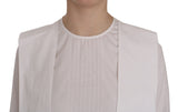 Elegant White Cotton Crew Neck Top