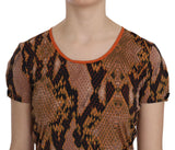 Blusa seducente della pelle di serpente marrone