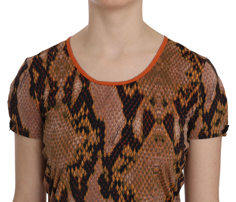 Blusa seducente della pelle di serpente marrone