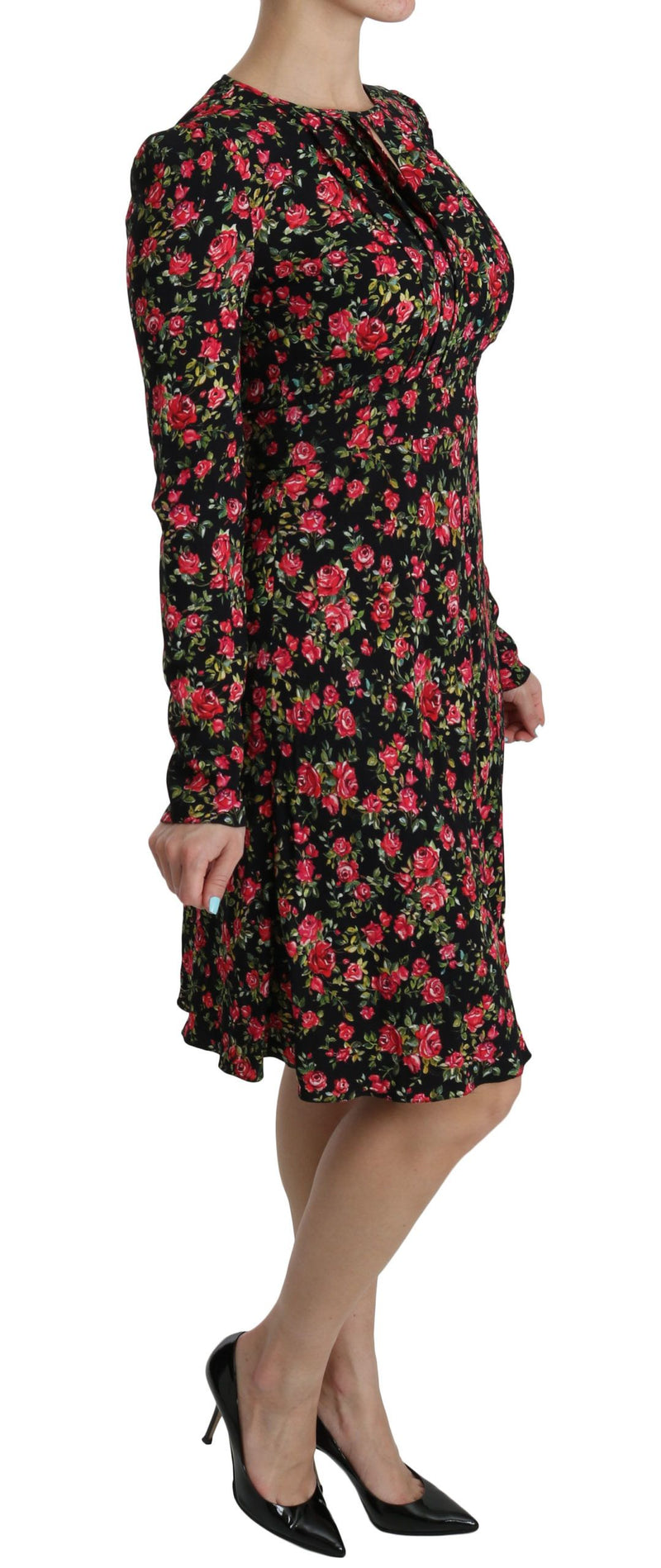 Florale A-Line-Viskose-Knie-Länge-Kleid