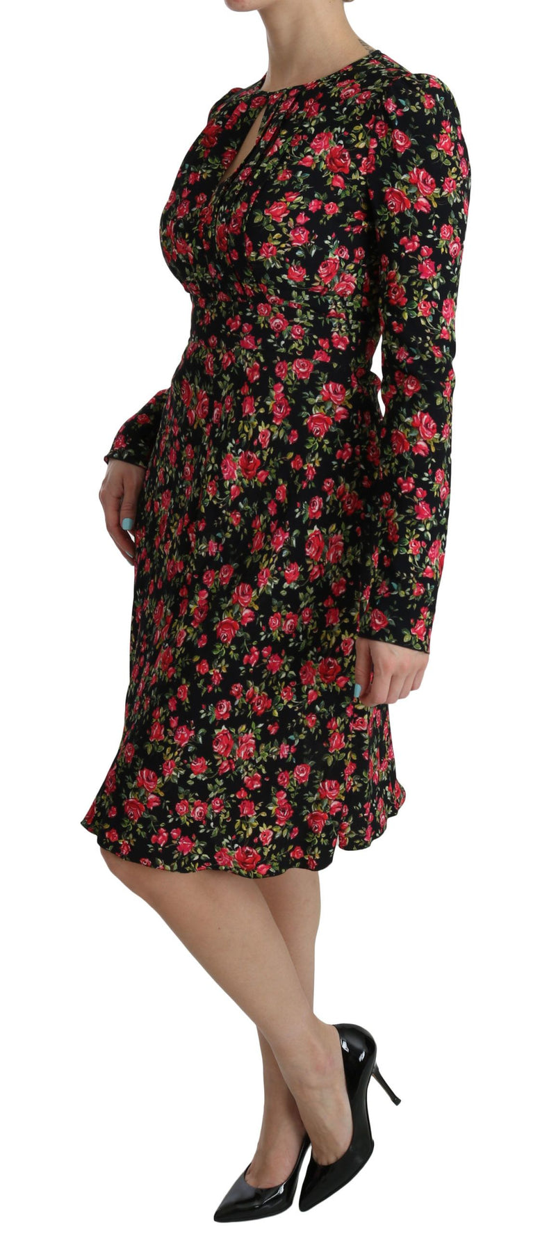 Florale A-Line-Viskose-Knie-Länge-Kleid