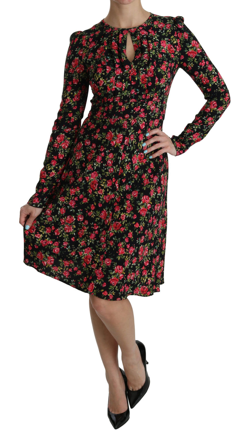 Florale A-Line-Viskose-Knie-Länge-Kleid