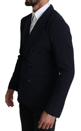 Eleganter dunkelblau gepunktete, schlanker Blazer