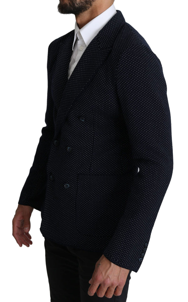 Elegante blazer sottile tratteggiato blu scuro