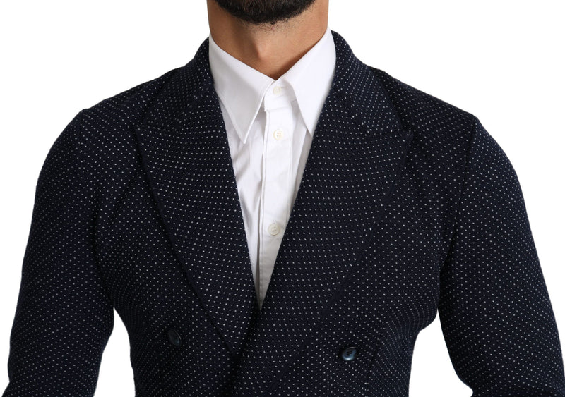 Eleganter dunkelblau gepunktete, schlanker Blazer