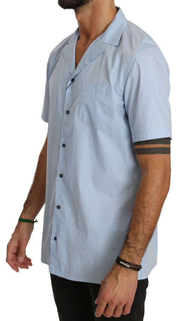 Elegante camisa casual de algodón azul