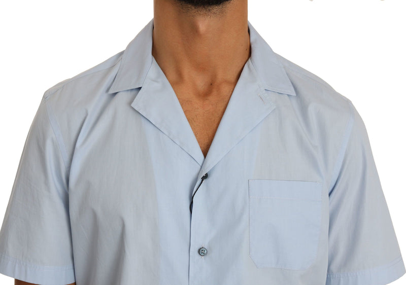 Elegante camisa casual de algodón azul