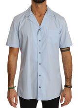 Elegante camisa casual de algodón azul