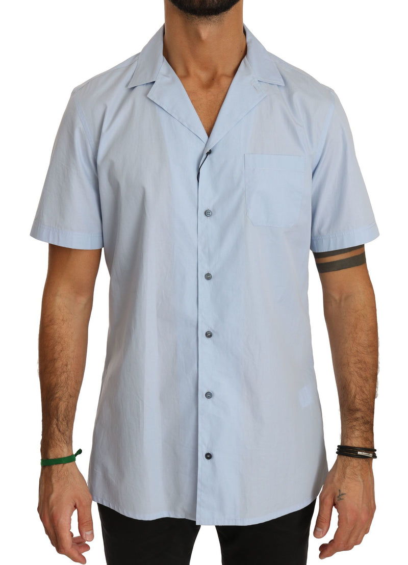 Chemise décontractée en coton bleu élégant