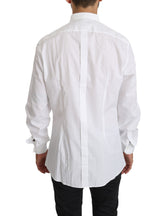 Elegante camicia in fitta in oro in cotone bianco