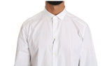 Elegante camicia in fitta in oro in cotone bianco