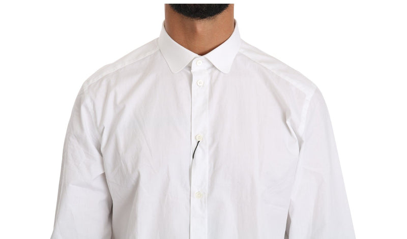 Camisa de ajuste de oro de algodón blanco elegante