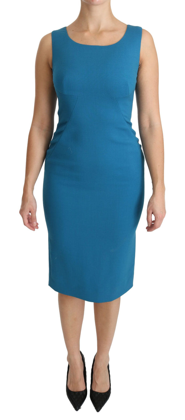 Elegant Sheath Knee-Length Wool Dress