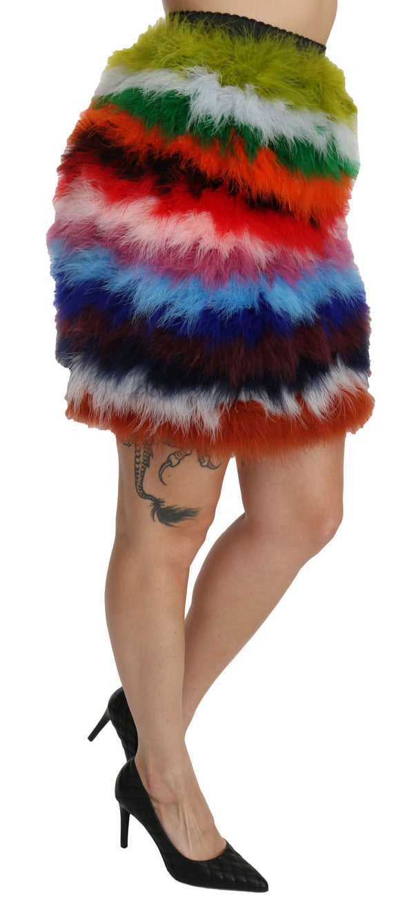 Jupe haute taille ornée de plumes chic